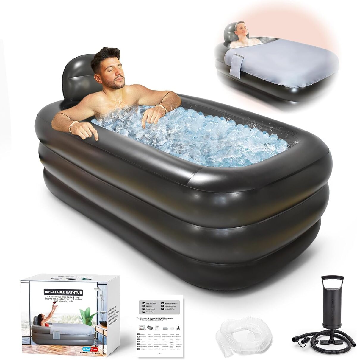 Coussin De Bain Gonflable Pour Baignoire - Ergonomique, Antidérapant, Soutien Tête Et Dos, PVC Lavable