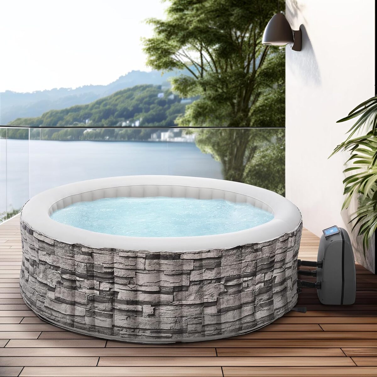 Spa Gonflable pro.tec : bain Chauffé et Design Pierre