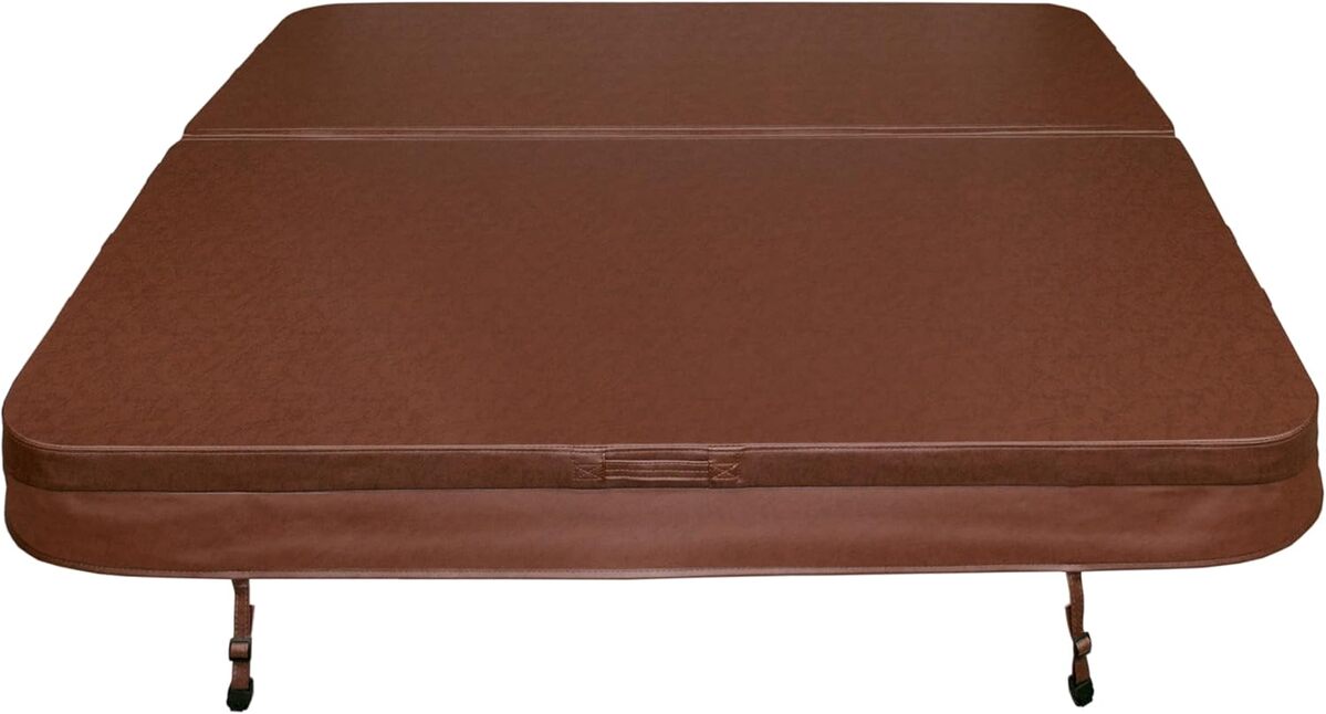 Test de la housse de protection marron pour jacuzzi 200 cm - pliable avec sangles et poignées