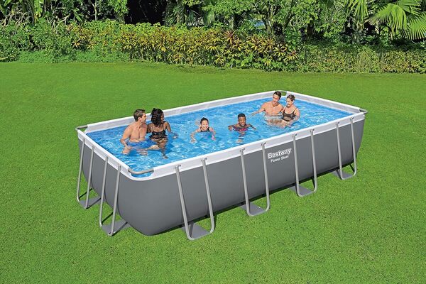 BESTWAY Piscine Hors Sol Rectangle Power Steel™ 549 x 274 x 122 cm avec Filtre à Sable, échelle, bâche