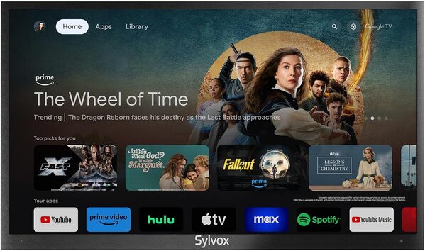 SYLVOX 43 Pouces TV Extérieur, Smart Google Télévision Étanche IP55, 4K UHD 1000 Nits, DVB-T2/S2/C, HBBTV, WiFi, Google Assistant, Outdoor Téléviseur pour Pool, Jardins, Terrasse (Deck Pro 2.0) [Classe énergétique G]