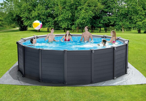 Intex 26384GN Kit Piscine Graphite Ronde, 478cm x 124cm