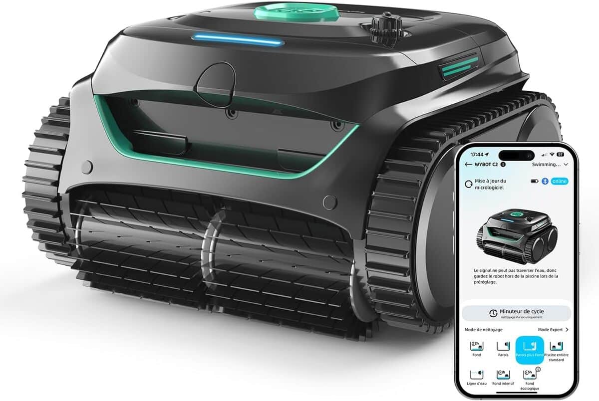 Test du robot piscine wybot C2 : performance sans fil et aspiration puissante