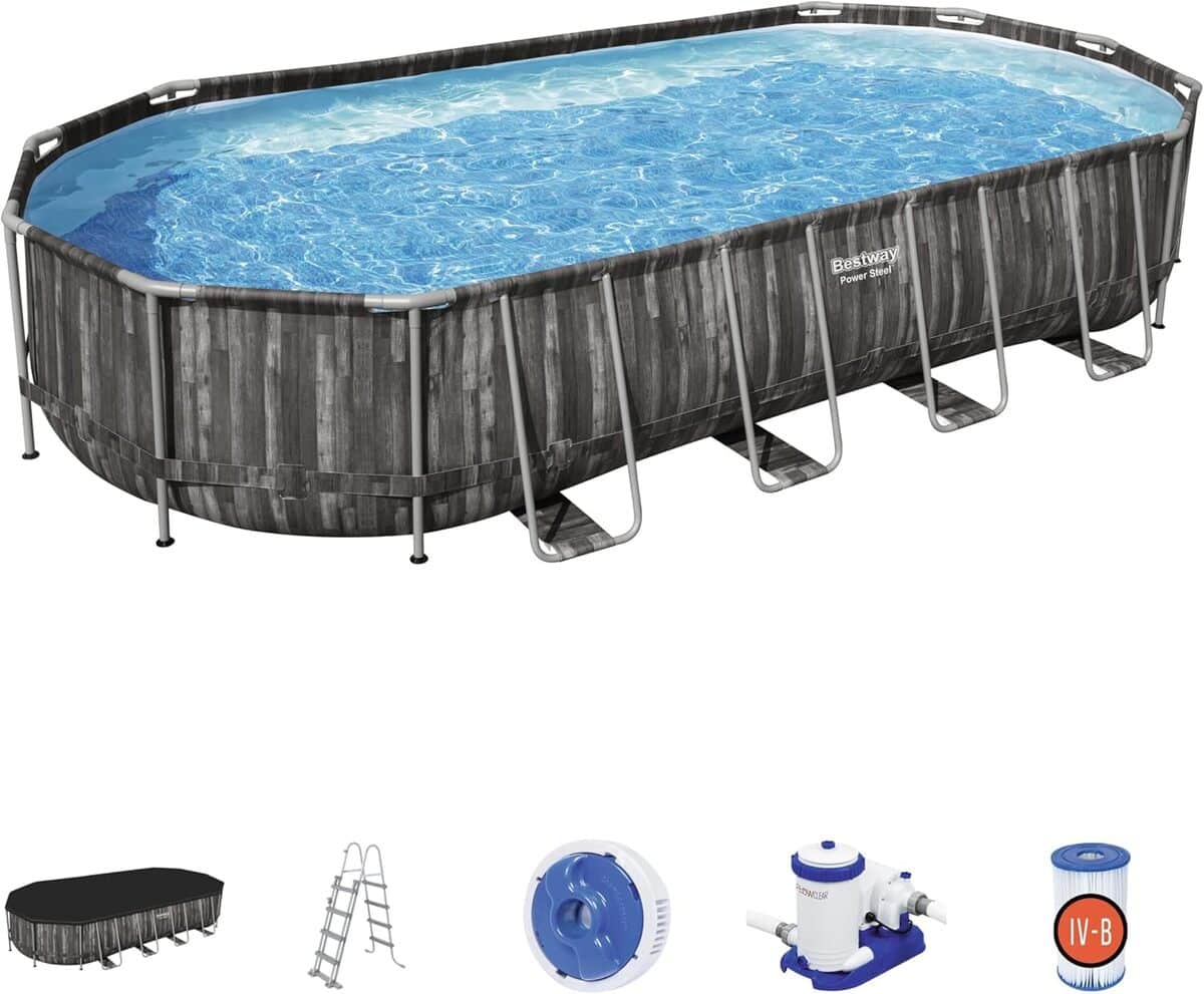 Test : piscine hors sol Bestway Power Steel™ décor bois