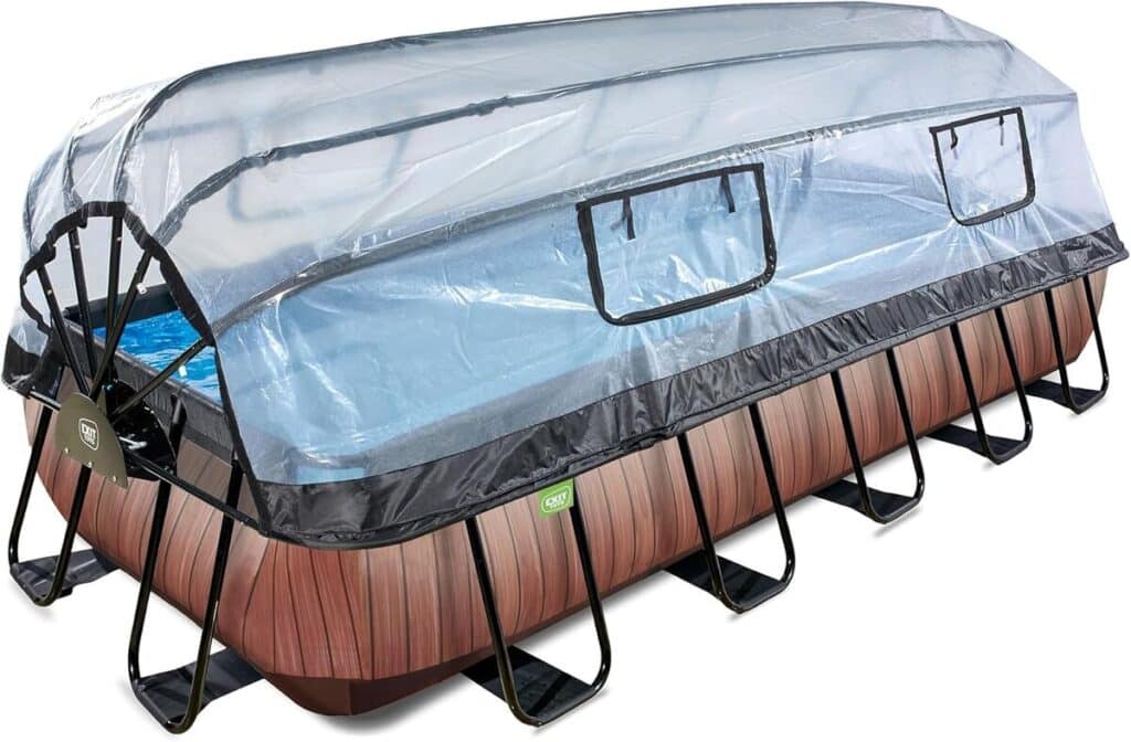 Test piscine Wood EXIT Toys : grande et fonctionnelle avec dôme et pompe à filtre
