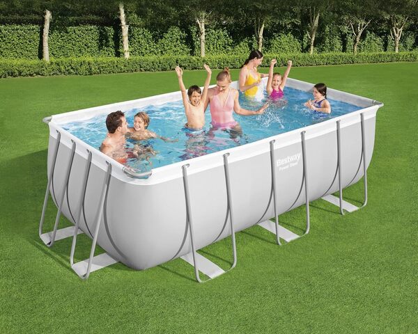 Bestway Power Steel Frame Kit Piscine avec Filtre à Sable Gris Clair 412 x 201 x 122 cm