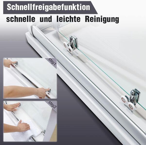 Glasdeals SPA-FIX Cabine de douche Double porte coulissante en verre 90 x 90 cm, 120*90*195cm ohne Duschtasse