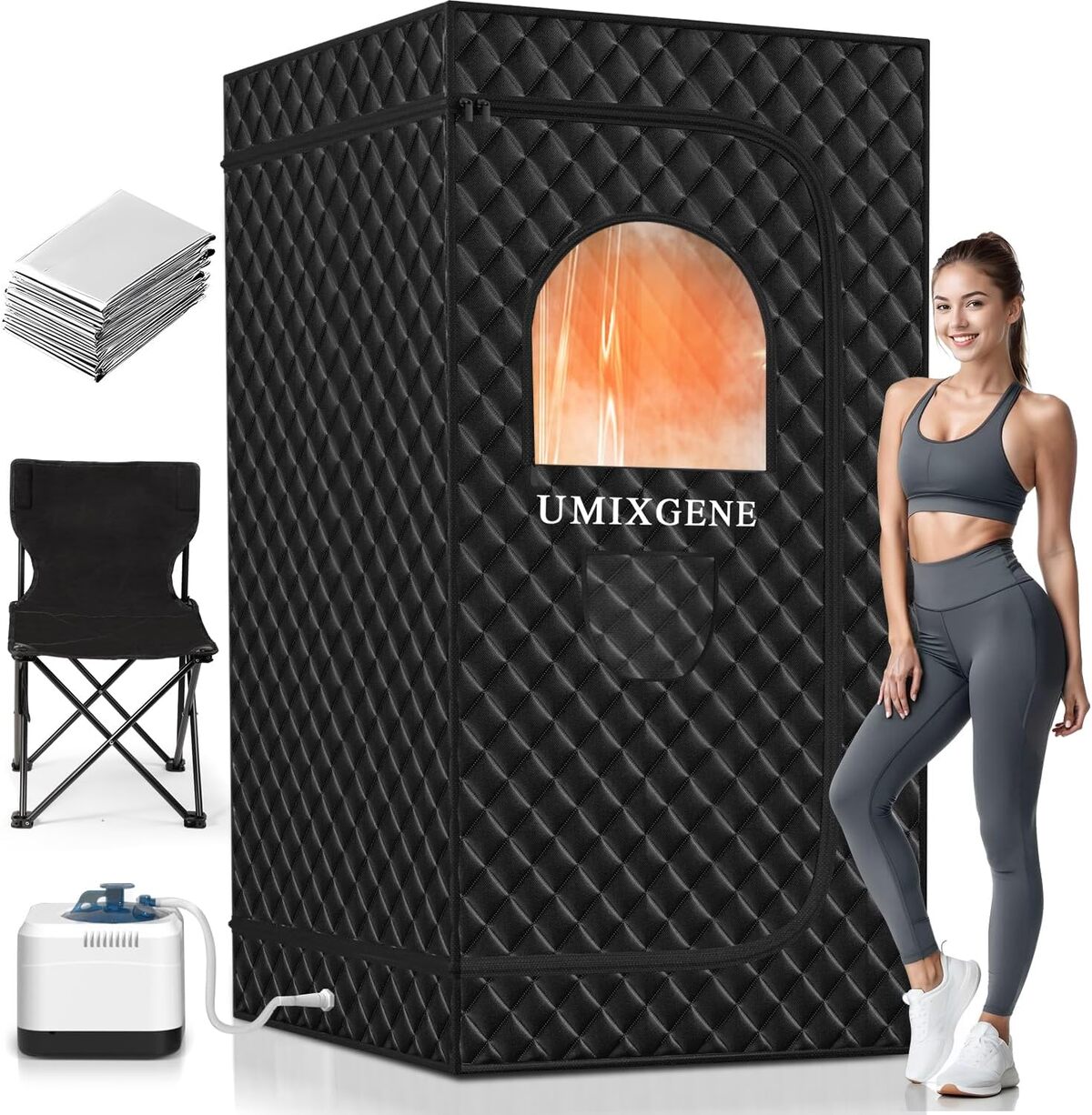 Test : sauna portable UMIXGENE taille XL, 9 niveaux et chaise pliante