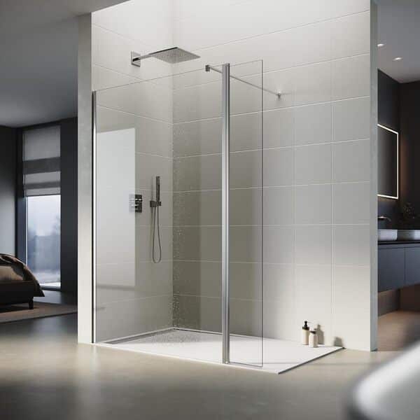 Walk in Glasdeals SPA-FIX Cabine de douche mural 90 x 195 cm de douche en verre de sécurité ESG avec nano-revêtement + 300 mm Ecouteurs pivotants partie latérale, Größe:1000 x 1950mm+300 x 1950mm