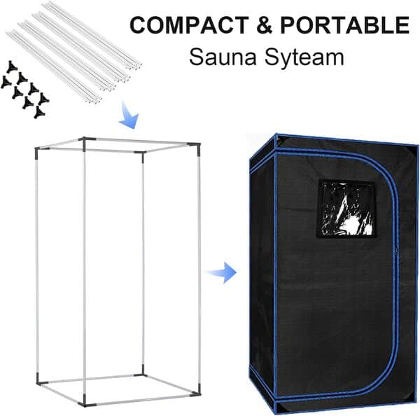 ZONEMEL Full Size Personal Steam Sauna Tent for Home, Portable 1 Person Full Body Steam Spa for Relaxation, Detox Therapy (Steamer Not Included-Black, L35.4 x W35.4 x H70.9)