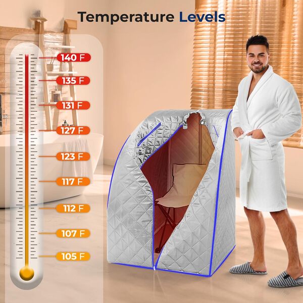 Serenelife Sauna Portable, Sauna Infrarouge, Sauna Vapeur Portable, Sauna Home, Tente pour Spa avec Télécommande, Chaise Pliable et minuteur