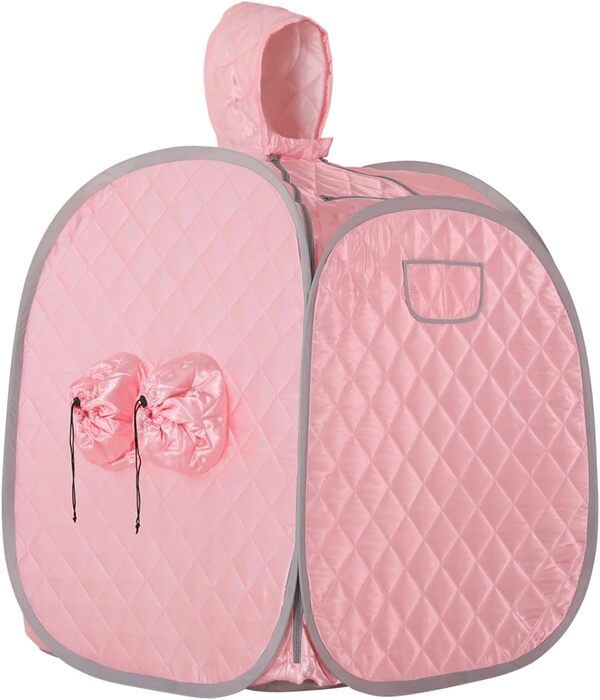 ZONEMEL Kit de sauna à vapeur portable pour 1 personne ou 2 personnes, sauna complet à la maison, spa, relaxation des jambes, casserole à vapeur de 2 L, télécommande (rose, 84 x 81 x 105 cm)