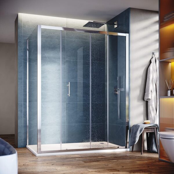 Nouvelles ouverture 1200 x 700 mm Glasdeals SPA-FIX Cabine de douche rectangle Porte coulissante Paroi latérale gauche/droite