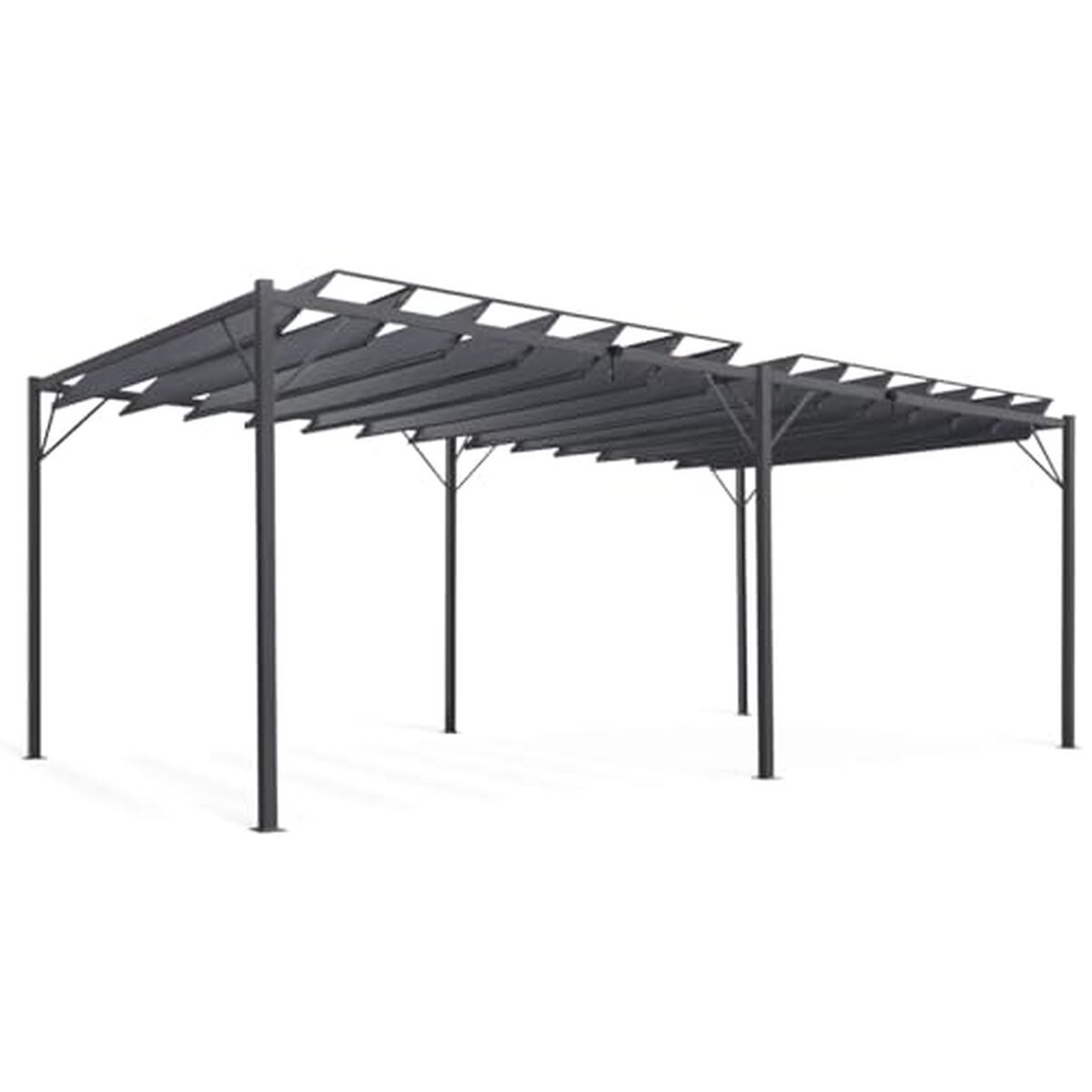 Test de la pergola IDMarket lames orientables 3x6 m gris anthracite