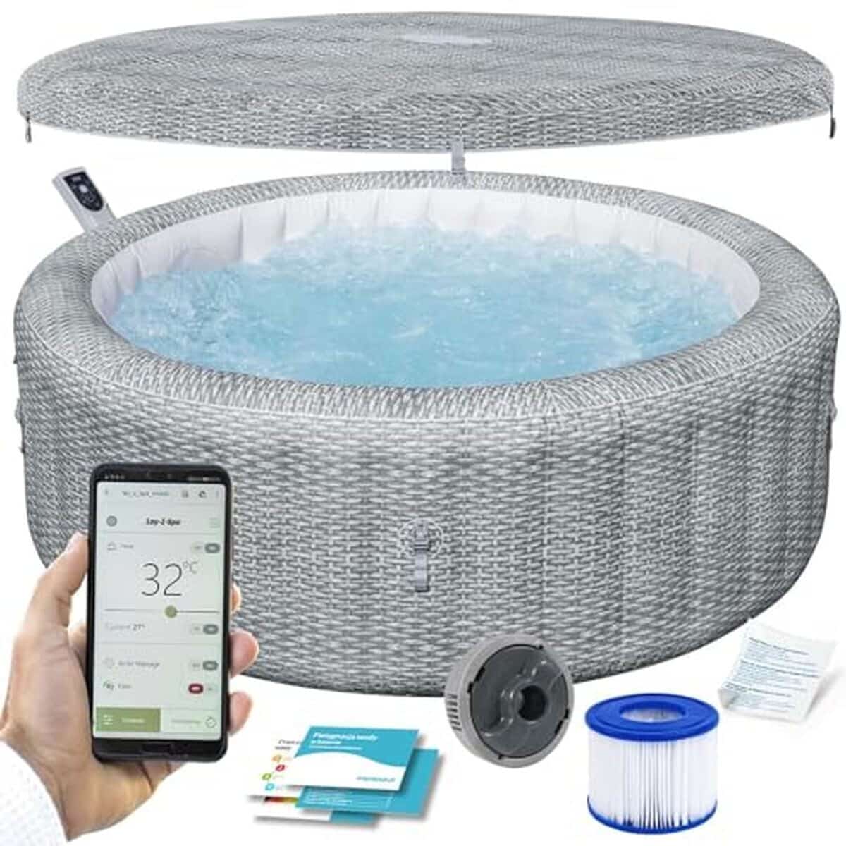 Test du spa gonflable Bali MaxHold EnergySense 6 personnes en rotin gris