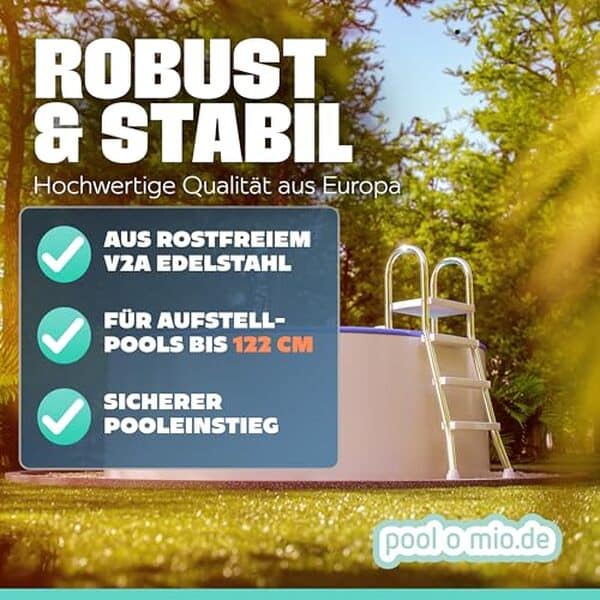 Découvrez notre analyse détaillée de l'échelle poolomio en acier inoxydable avec main courante : robustesse, installation et sécurité pour votre piscine