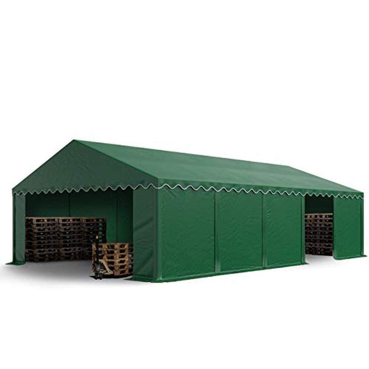 Test : tente de stockage TOOLPORT 5x10 m PVC vert foncรฉ impermรฉable