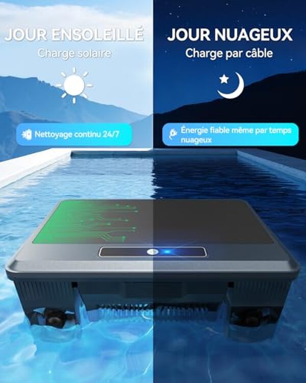 Découvrez notre test du robot skimmer solaire WAVIO F1T : performances de nettoyage, autonomie et avantages d'un nettoyage de piscine automatique et écologique.