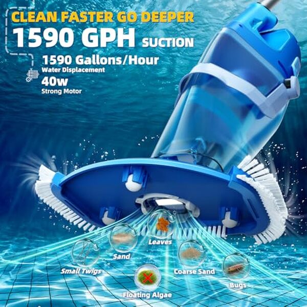 Découvrez notre test détaillé de l'aspirateur piscine sans fil haute puissance 1590 GPH avec 1h d'autonomie. Performance, efficacité et praticité analysées.